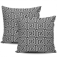 WEINIYA Sofa Decoration Pillowcases 2 Pack Black and White Greek Key European Cushion Case Throw Pil