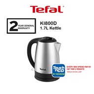 Tefal 1.7L Kettle KI800D Stainless Steel, Filter, Removable lid / 1.7L Inox Glass Kettle KI6058 / KI