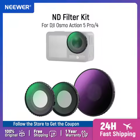 NEEWER Variable ND Filter Lens Kit Screw On Multicoated HD Optical Glass ND8-32 for DJI Osmo Action