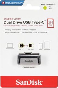 SanDisk USB Ultra Dual 256GB USB3.1 Type-C 雙用隨身碟 usb手指 256GB OTG手機平板ipad pro香港行貨