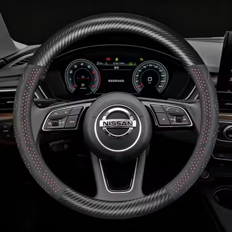 Carbon fiber pattern car steering wheel cover is suitable for Nissan Navara NP300 Frontier Patrol Y6