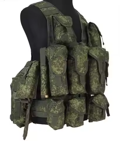 Russian Camouflage Tactical Vest Green Men Outdoor 6sh117 Include All Pouches 2.2kg