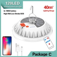 Breao 400W 200W Solar Rechargeable LED Bulb Lamp Remote Control Solar Charge 120/60 Lamp Beads Porta