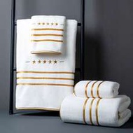 1pc Oversized Bath Towel, 86*170cm Polyester Fiber, Minimalist Solid White Color With Embroidered St