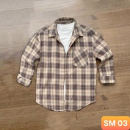 Men's shirt made of beautiful cotton with karo pattern, gray, long-sleeved Korean style evisu Lavado