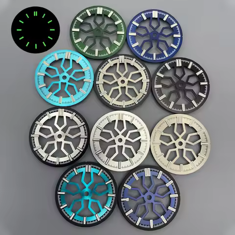 28.5mm Watch Dial NH35 Green Luminous Recessed-style Sun Wheel Fit for NH38 NH70 Movement 3.0/3.8 Oc
