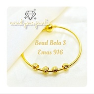 CINTA Bead Bola S size Kikir Emas 916 [ Kedai Emas Cinta ] Loket Charm Pandora Masdora Bangle Bracel
