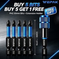 VEPAK 5Pcs PH2 Magnetic Screwdriver Bits Buy 5 Get Free Quick Release Bit Holder VP1PH2050-1-5PC VP1
