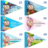 Aqiqah flag, birthday, big size a4 banner custom design