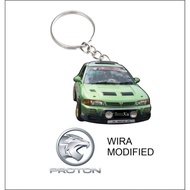 Proton wira custom green keychain 2d wira hijau