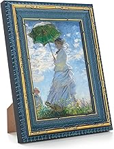 GULETHUN Vintage Blue Gold Frame, 8x10 Ornate Picture Frames, Home Decor Antique Gallery Poster Phot