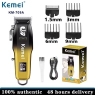 Kemei เครื่องตัดผมแบบไร้สาย 6500 ความเร็วในการหมุนการโกนหนวดจอแสดงผล LCD KM-709A
