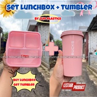 1 SET CLIO LUNCHBOX 3 SET + BUCKS TUMBLER | 3-Section Plastic LUNCHBOX | Plastic TUMBLER | Drinking 