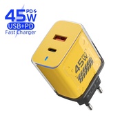 45W Fast Charging PD QC 3.0 Super Fast Charger USB A USB C Charger Head for iPhone Android