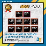 AMD Ryzen Logo Sticker 5 7 9 Ryzen AI 5 7 9 MAX AMD Radeon Graphics 2025 Laptop Badge Sticker