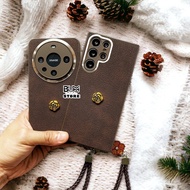 Ốp Giả Da Nâu Samsung S24 Ultra / S23 Ultra / S23 Plus / S22 Ultra / S22 Plus / Huawei Mate 60 PRO