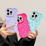 Pink Flowers Phone Case For OPPO F9 Pro F19 Pro+ F21 Pro F23 Macaron Wavy Edge Shockproof Cellphone 