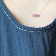 14K輕珠寶 玫瑰金 粉紅色藍寶石 簡約項鍊 清新金飾 情人節禮物