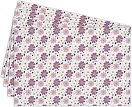 Cotton Linen Waterproof Placemats Set of 4, Purple Floral Dining Mat Table Mats Decor Fabric for Kit