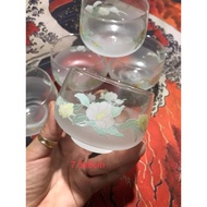 Set of 4 Flower Glass Tea Cups