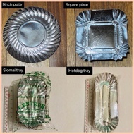 ▦ ☈ ◐ Disposable paper plate Silver Laminated/Siomai kikiam plate Hotdog Square cake Plate