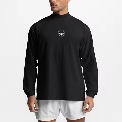 Gym Fitness Bodybuilding Workout Shirts Oversized Loose Long Sleeve Cotton Tshirts Mens Training Clo