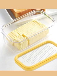 1入組帶蓋奶油切割收納盒,適用於冰箱/冷凍乳酪和乳酪分離保鮮收納盒
