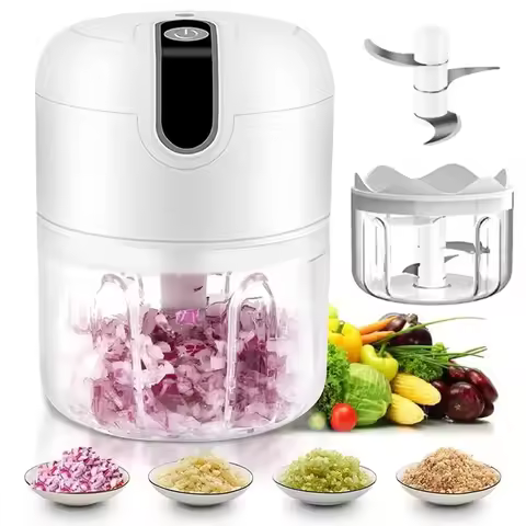 Electric Garlic Puree Grinder, Rechargeable 260ml Onion, Ginger, Chili, Vegetable Grinder, and Compl