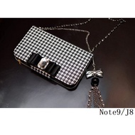 Korean Houndstooth Plaid Leather Case S120 Samsung Note9 J8 A60 A40s A70