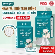 Ecowipes Multi-Purpose Dry Cloth Hanging Bag 500gr [Soft Thick 3D Fabric] Disposable Face Towel, Bab