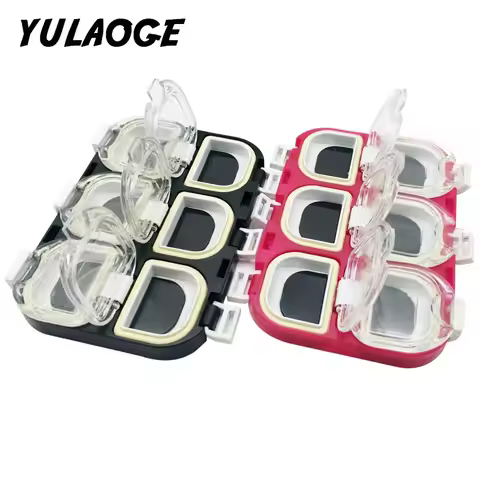 11CMx7.5CMx1.2CM Red/Black with Magnet Fish Hook Box 6Compartment Plastic Fish Hook Storage Box fish