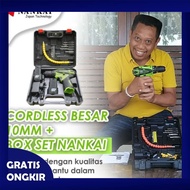 [Bisa COD] NANKAI 2 BATERAI Cordless Drill bor baterai 12 V ryu charger kenmaster Bor / Mesin Bor / 
