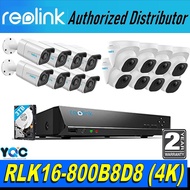 Reolink RLK16-800B8D8 4K 3TB 16CH NVR System PoE IP Security Cameras Outdoor 24/7 Video Surveillance