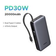 UGREEN Nexode 30W 20000mAh Powerbank 1 USB C 1 USB A with Built-in 2 USB C Cables Fast Charging Powe