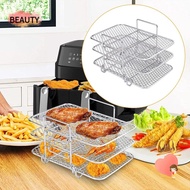BEAUTY Air Fryer Rack, Multi-Layer Stainless Steel Dehydrator Rack,  Stackable Cooker Three-Layer Basket Kitchen Gadgets