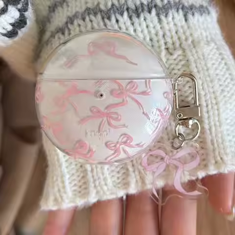 3D Pink Bow Knot Pendant earphone case for huawei FreeBuds 5i 6i 7i SE2/SE3 FreeClip 2 charging box 