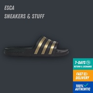 [GENUINE] A.DI.DAS ADILETTE AQUA BLACK GOLD STRIPES SLIDE - EG1758