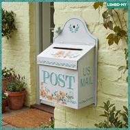[lswbd] Outdoor Iron Mail Box Retro Style Wall Mounted Mailbox Decorative Floral Postbox for Parcel 