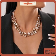 YUJINX Colorful Necklace, Irregular Double-layer Beaded Necklace, Fashion Elegant Exaggerate Jewelry