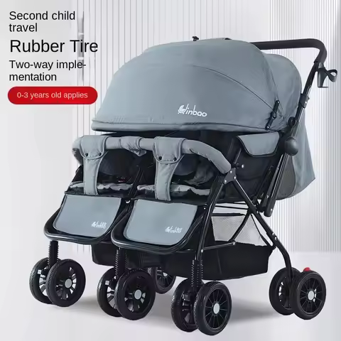Baby Double Pushchair Ultra Lightweight Two-way Foldable Shock Absorbing Poussette Double Can Sit an
