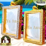 Ready-Made Buddha Amulet Frame Italian Gold Jewelry Diamond Work Somdej Style (Glass Size) 3.1 x4.3 