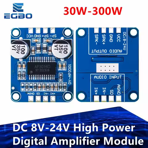 300W High Power Class D Amplifier Module - Mono Audio Board DC 8-24V Input, 4-8 Ohm Load for Car Aud