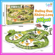 Dinosaur car track assembly set, tunnel, large dinosaur track assembly toy for children