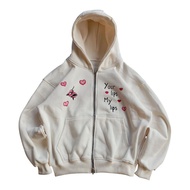 Handpainted zipper hoodie boxy/ Painting hoodie "CAS-Apocalypse"