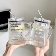 Water Cup Large Capacity Glass Cup Office Office Worker Simple Cup ins High-value Straw Cup