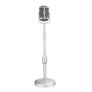 Vintage Desktop Microphone Prop Model with Adjustable Height Classic Retro Style Microphone Stand Fa