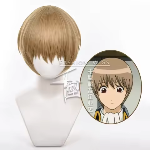 Anime Gintama Okita Sougo Cosplay Wig High Quality Wig 30cm Short Scalp Hair Light Brown Wig