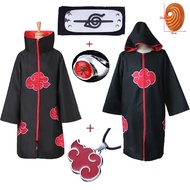The Cloak of Akatsuki and Uchiha Clan Unisex Black Robe Halloween Party Cosplay Costume Cloak Ring Headband Pendant