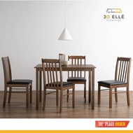 Jo ELLE – Faye Dining Set (1+4) / 1.1M Dining Table + Chair / Meja Makan Set / 4 Kerusi + 1.1M Meja 