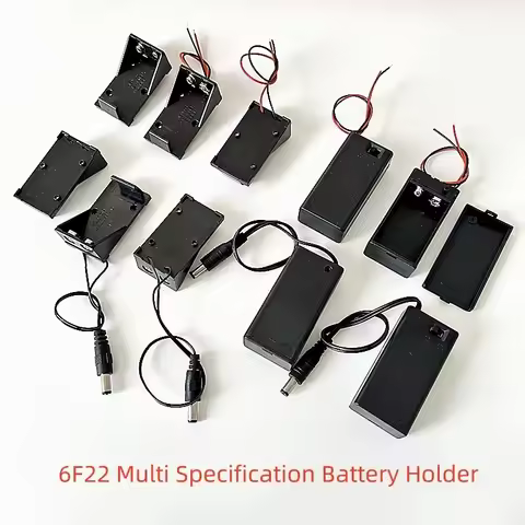 2PCS 9V Pin Battery Holder Storage Box with Wires Lead 9 Volt Battery Case Box ON/OFF Switch Cover C